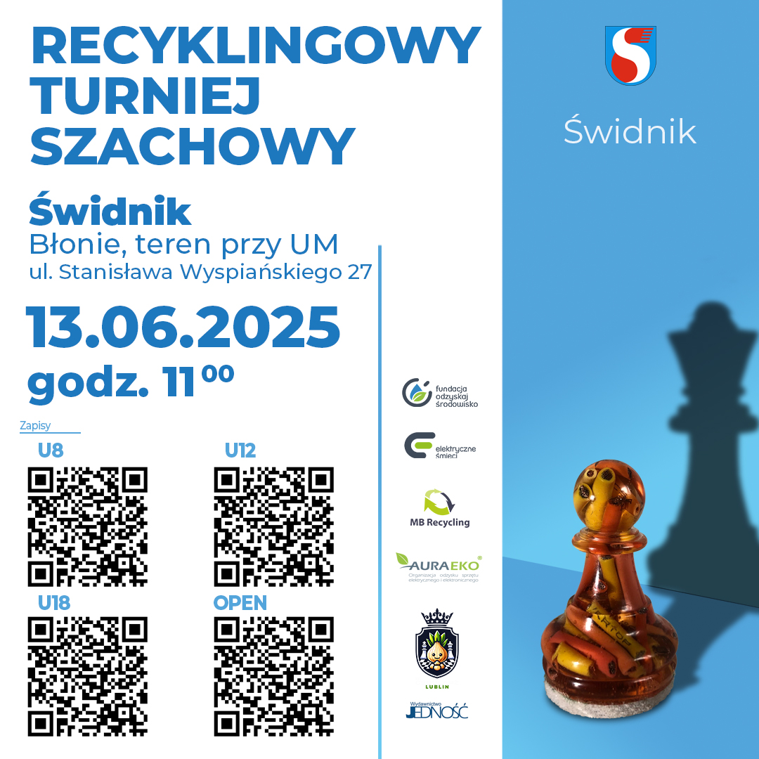 Plakat akcji Recyklingowego Turnieju Szachowego